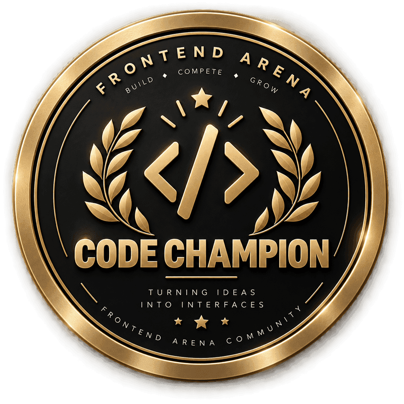 Frontend Arena Code Champion badge