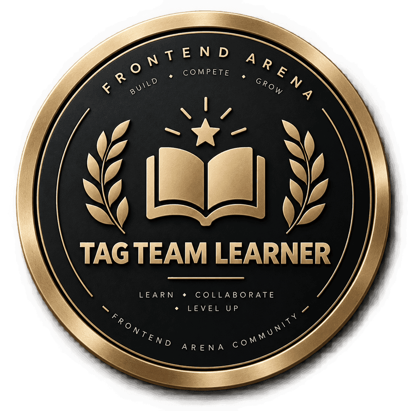 Frontend Arena Tag Team Learner badge